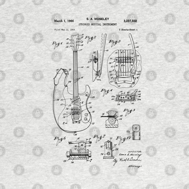 Bass Guitar Patent Blueprint 1966 by MadebyDesign